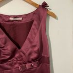 Red Valentino  Magenta Satin V-Neck Bow Mini Dress Photo 3