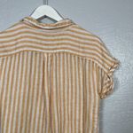 Faherty Women M Yellow White Stripe Avery Shirt Linen Button Front Dolman Boho Size M Photo 7