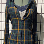 Lucky Brand  Navy and Yellow Plaid Button-Down Shirt Photo 0