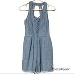 True Craft  small juniors desert dreams chambray denim halter v neck romper new Photo 8