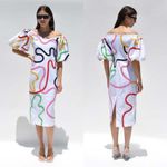 Mara Hoffman  Cadiz Namari Embroidered Linen Midi Dress Size 4 Photo 13