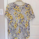 Loft  Floral Print Short Sleeve Button Back Blouse Photo 5