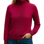Tommy Hilfiger Magenta Turtleneck Sweater Button Cuff Size L Retro Photo 0