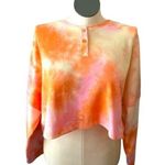 BP women’s tie dye organ GW pink yellow crop top shirt long sleeve NWT Sz XL Photo 0