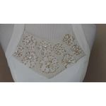 Marineblu NEW Modcloth Cream Chiffon Flowy Beaded w Gold Embroidery Maxi Dress S Photo 2