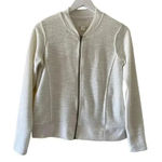 Caslon Nordstrom V-Neck Women’s White Front Zipper Long Sleeves SZ S #1251 Photo 0