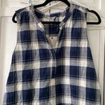 NWT Bass blue plaid blouse. Sleeveless, v Photo 6