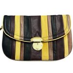 Pour La Victoire Laurent-Brown Striped Clutch Purse Photo 0