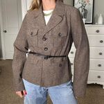 Brown tweed blazer with button Photo 6