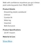 True Craft  Twill Cropped Wide Legged Pants Cyprus size large Photo 3