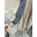 Mystree Womens Dress Khaki Blue Striped Boho Cottagecore Cotton Peasant Size S Photo 6