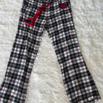 Allison Rhea Plaid Pajama Pants Lounge Sleepwear Heart Patch Womens L Black Size L Photo 0