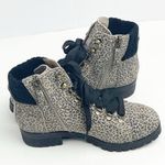 OTBT Lakewood Leather Animal Print Side Zipper Lace Up Faux Fur Lined Boots 8 Photo 12