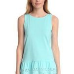 Lilly Pulitzer Tiffany Blue Eyelet Lace Hem Tank Top Photo 0