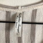 Perseption Concept Beach Boho Brown White Striped Short Sleeve Hoodie Sweater Size L Photo 3