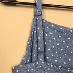 Old Navy  Women’s Linen Blend Blue Chambray White Polka Dots Tank Dress Photo 5