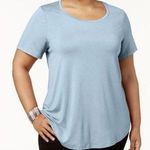 JM Collection  Women's Plus Size 2X Solid Scoop Neck Short-Sleeve Top Blue NwT Photo 0