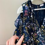 Lush Clothing Lush Cold Shoulder Floral Romper Navy Sz Medium Photo 3