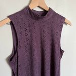 Trixxi Women’s High Neck Faux Suede Floral Mini Shift Dress Purple Size Small Photo 6