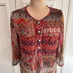 Figueroa &‎ Flower Sheer Popover Tunic Multi Print Boho Hippie Granola Photo 1