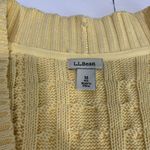 LL Bean Butter Yellow Double L Mixed Cable Open Front Cardigan Sweater MEDIUM Photo 6
