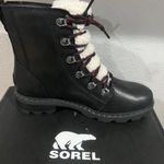 Sorel NWT  Black Women's Lennox Lace Cozy Rain Boot Waterproof Suede Boots size 6 Photo 1