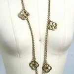 VTG Metal Chain Necklace Extra Long Gold Tone 4 Leaf Clover 21" Photo 0