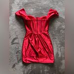 STACEES Red Hot Silky Formal Mini Dress Corset Off Shoulder Designer Sz 0 EUC Photo 4