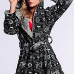 PINK - Victoria's Secret NIP Victoria's Secret PINK Black White Red Green Holiday Reversible Robe  M/L Photo 0