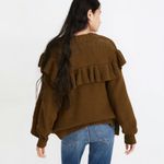 Madewell Ruffle Cardigan Sweater in Golden Spinach Size Small Western Bohemian Photo 1