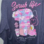 Simply Southern  Dark Blue Shirt with Pink Logo Scrub Life Photo 1