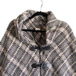 st. john's bay St. John’s Bay Plaid Tweed Asymmetrical Wrap with toggle Closure. Size Medium Photo 1