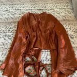 Hers & Mine Elegant Rust Wrap Blouse Photo 2
