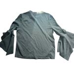 COS Women's Black Long Sleeve Knit Top with Dramatic Fluted Bell Sleeves Photo 4