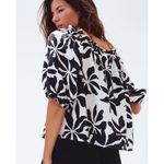 H&M Women's White & Black Floral Ruffle-Trimmed Off The Shoulder Blouse Size M Photo 1