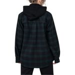 Disturbia Trellis Hooded Pocket Wool Blend Check Shacket size 14 NWOT Detachable Black Photo 1