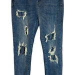 Judy Blue  Jeans Women's Size 7/28 Skinny Fit Pinstripe‎ Patch Distressed Denim Photo 0