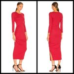 Michael Stars ππ Christina Midi Ruched Sheath Dress ~ Heart Red Large L NWT Photo 2