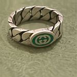 Gucci Sterling Silver Interlocking Curb Chain Ring Photo 8