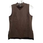 Vince Camuto Mock Neck Sleeveless Faux Suede Top Rich Chocolate Brown Small Photo 1