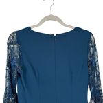 Adrianna Papell Blue Sequin Bat Wing Dress V-Neck Elegant Event Party Womens 6 Photo 8