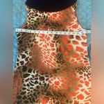 Aryeh Dark Academia Mini Dress Turtle Neck Brown Orange Cheetah Size M Lagenlook Photo 4