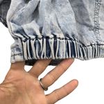 Savanna Jane Women's Blue Acid Wash Denim Ruched Puff Sleeve Crop Top ‎ L Size L Photo 3