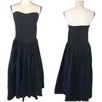 Vintage 80s Illustrations Black Strapless Sweetheart Basque Waist Midi Dress Size 10 Photo 3