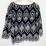 Gap  Black White Embroidered Long Sleeve 100% Cotton Blouse Women's Size Large L Photo 5