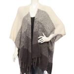 American Eagle Sweater Knit Shrug with Tassels Neutral Color Block One Size Photo 7