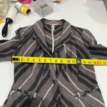 Free People Charcoal Combo Rumpled Stripe Yarn Dye Linen 4 Blazer Y2K Quirky Photo 7