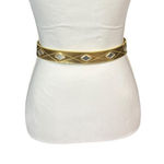 Liz Claiborne Vintage Statement Belt Gold Size Medium Faux Leather Retro Diamond Photo 2