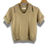 Rokoko  Short sleeve Cable knit Polo Sweater MEDIUM Photo 0