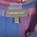 Lane Bryant Blue&Purple Plaid Flannel Lace Up Blouse Sz.18/20 Photo 4